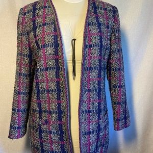 Vintage Grid Patterned Plaid Textured Blazer. 80s Koret Jacket
